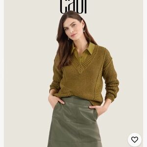 Olive Green Women's Sweater #4656 Medium CABI MONROE NWOT